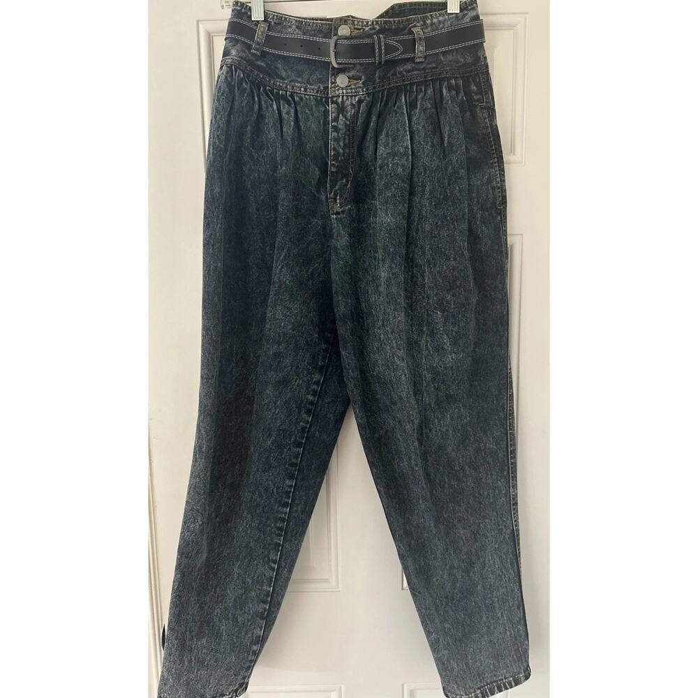 Vintage 80’s‎ Jordache Black Acid Wash High Rise Tapered Denim Jeans 9/10 Belt